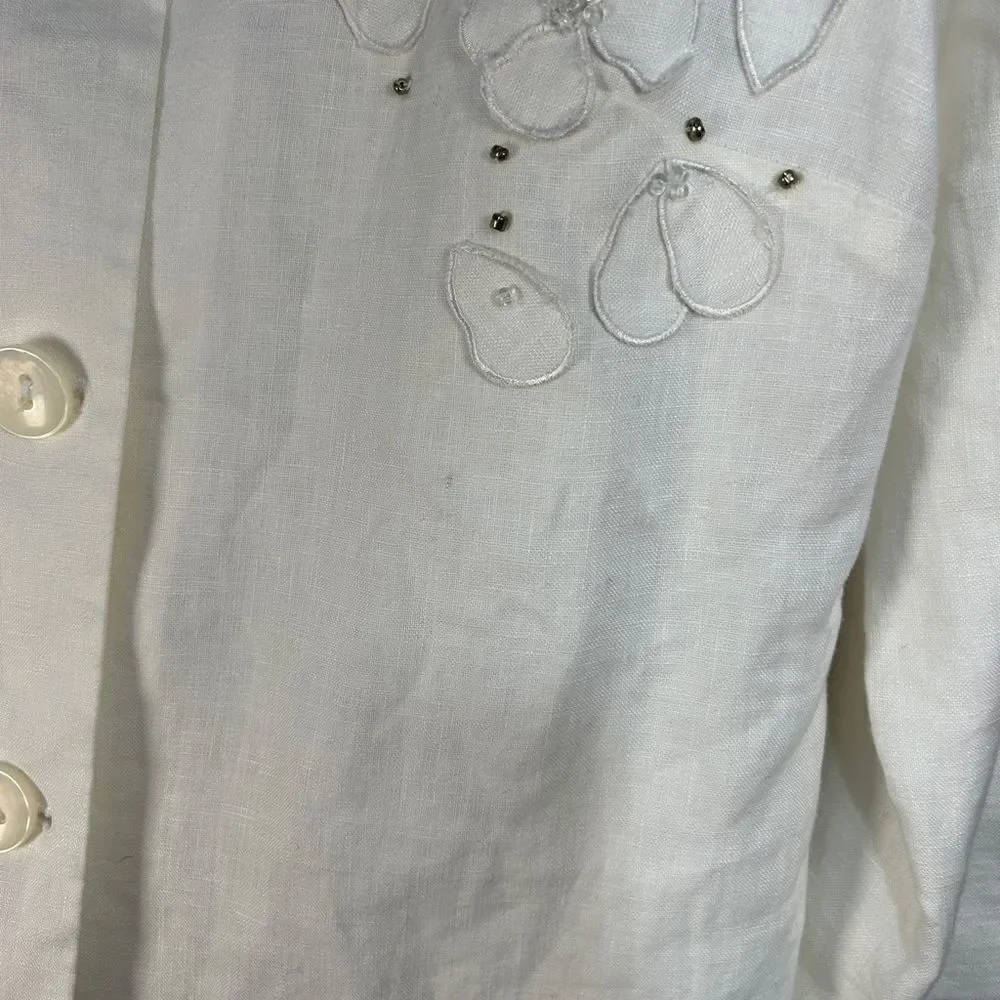 5‎ for $25🔥JM Collection White Linen Button Front Shacket Shirt Jacket Size 8